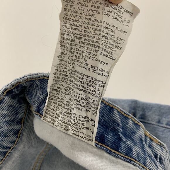 Zara Denim Shorts Button Fly Women 6 Light Blue Acid Wash Distressed Frayed Boho - Picture 9 of 9
